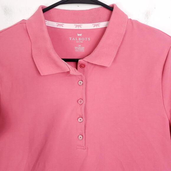 Talbots Shirt Womens L Petite Short Sleeve Polo Golf Preppy Classic Country Club - Picture 2 of 8